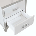 Elegant High Gloss Mirrored Nightstand with Metal Handle