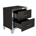 Elegant High Gloss Mirrored Nightstand with Metal Handle