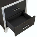 Elegant High Gloss Mirrored Nightstand with Metal Handle