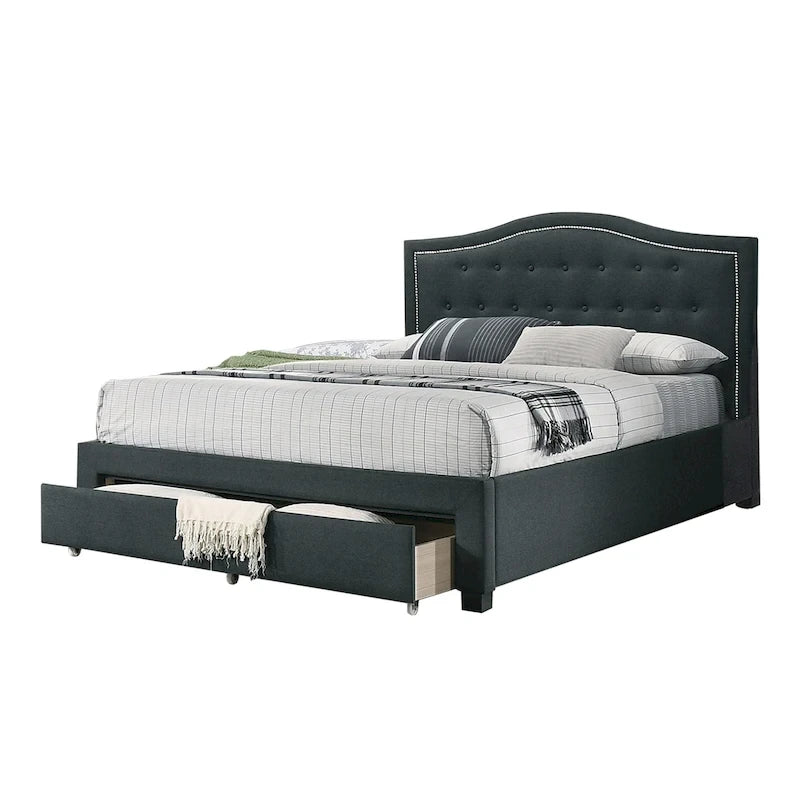 Fully Upholstered Eastern King Bed with 1 Underbed Drawer