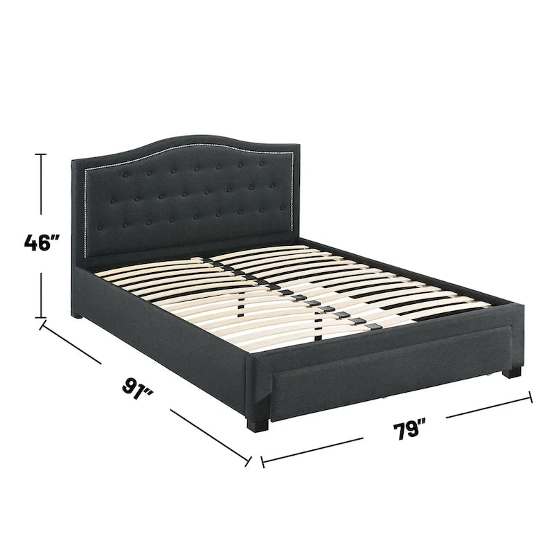 Fully Upholstered Eastern King Bed with 1 Underbed Drawer