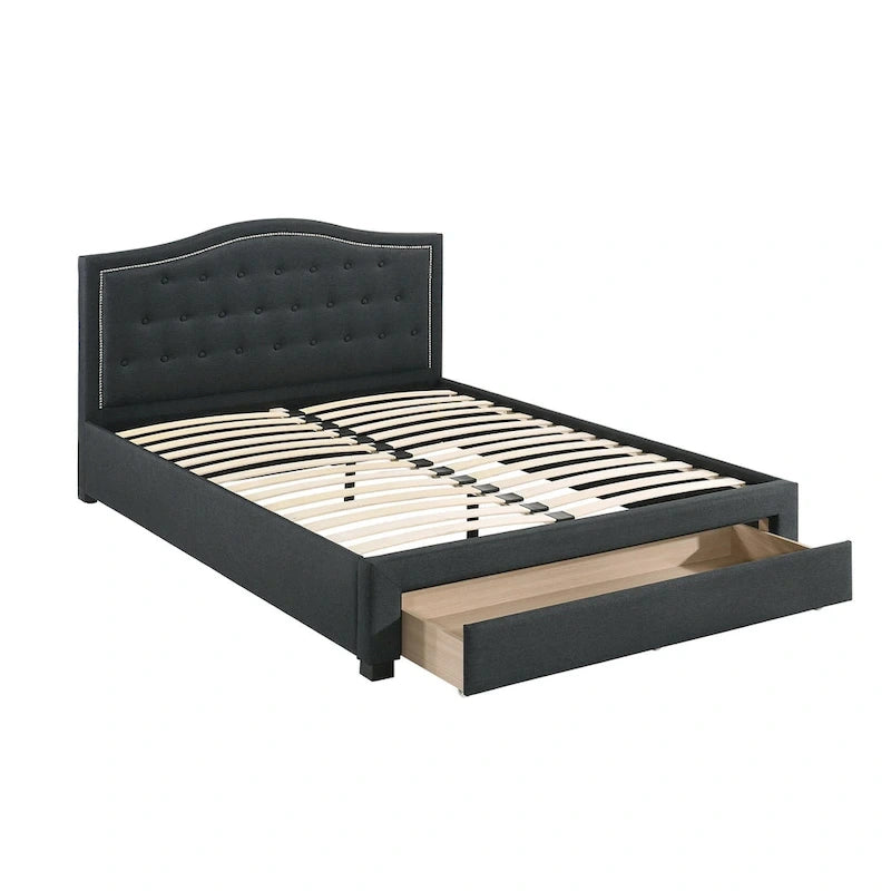 Fully Upholstered Eastern King Bed with 1 Underbed Drawer