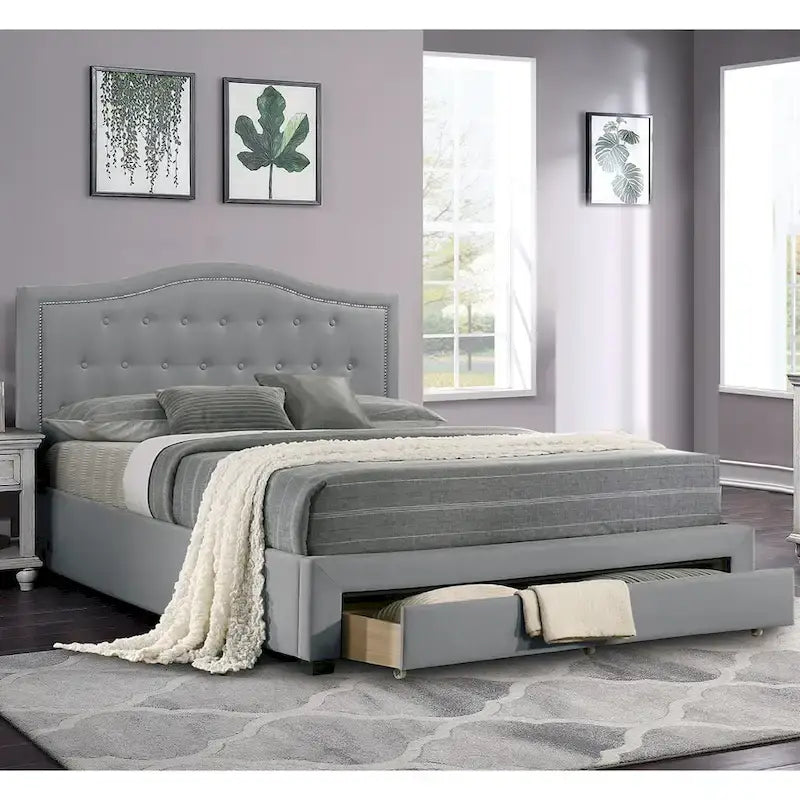 Fully Upholstered Eastern King Bed with 1 Underbed Drawer