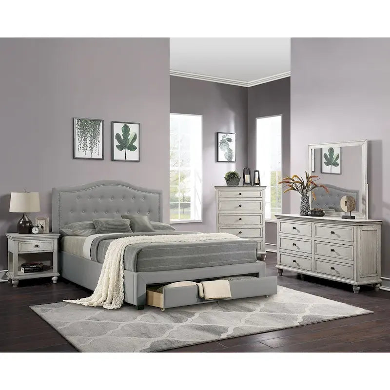 Fully Upholstered Eastern King Bed with 1 Underbed Drawer