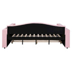 Full Size Upholstered Daybed with Storage Armrests and Trundle