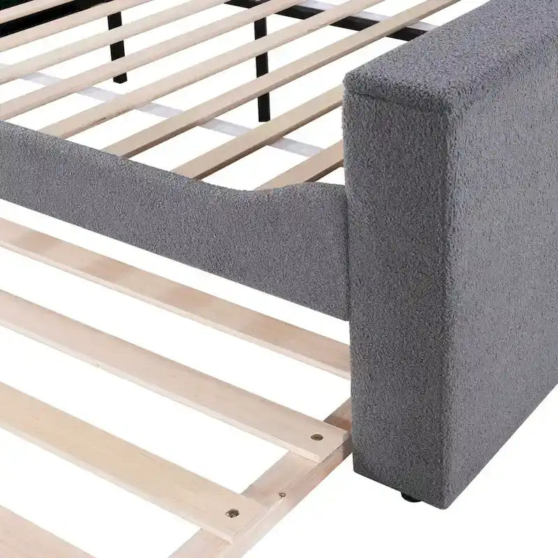 Full Size Upholstered Daybed with Storage Armrests and Trundle