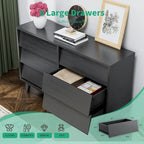 Mid-Century Modern 6-Draw Dresser with Bevel Design
