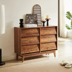 Mid-Century Modern 6-Draw Dresser with Bevel Design