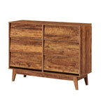 Mid-Century Modern 6-Draw Dresser with Bevel Design