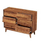 Mid-Century Modern 6-Draw Dresser with Bevel Design