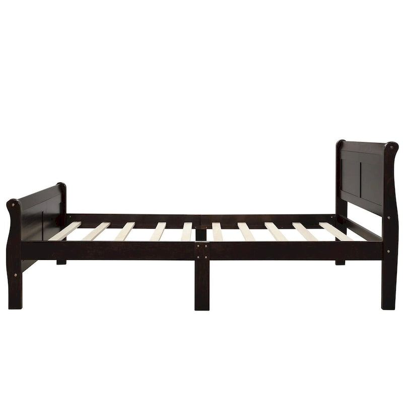 Oaks Aura Wood Platform Bed Twin Bed Frame Mattress Foundation Sleigh Bed with Headboard/Footboard/Wood Slat Support