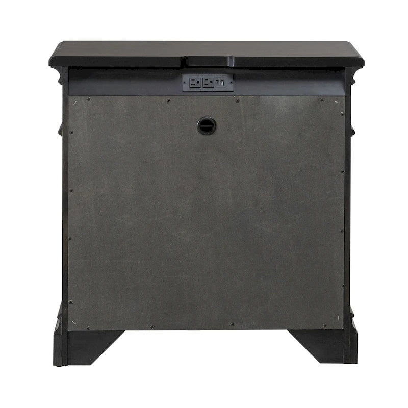 Arden Road Satin Cherry Bedroom Wood Nightstand with Charging Station