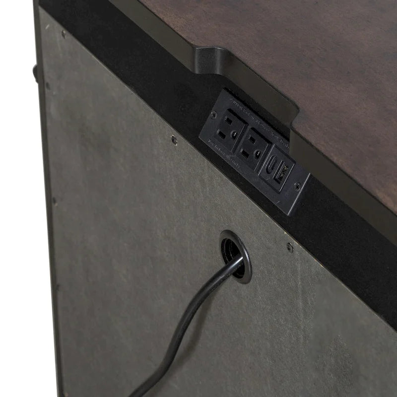 Arden Road Satin Cherry Bedroom Wood Nightstand with Charging Station