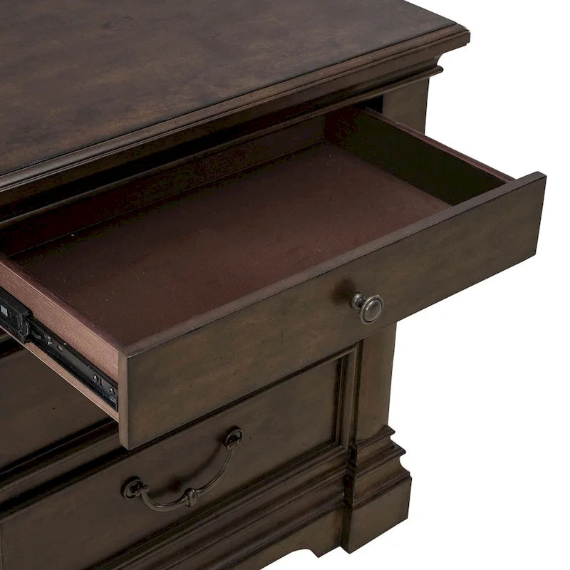 Arden Road Satin Cherry Bedroom Wood Nightstand with Charging Station