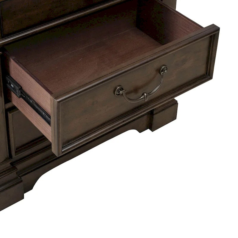 Arden Road Satin Cherry Bedroom Wood Nightstand with Charging Station