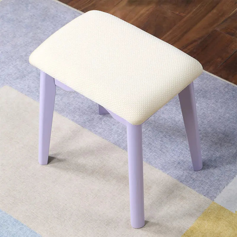 Contemporary Wood Vanity and Stool Set