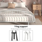 Furniture of America Duke Curved Metal Powder Coated Bed Frame, No Box Spring Needed