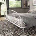 Furniture of America Duke Curved Metal Powder Coated Bed Frame, No Box Spring Needed