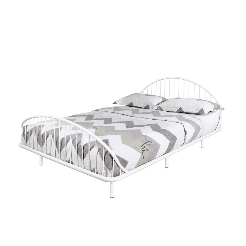 Furniture of America Duke Curved Metal Powder Coated Bed Frame, No Box Spring Needed