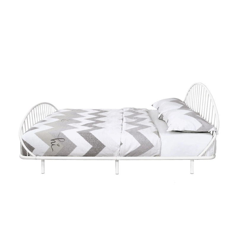 Furniture of America Duke Curved Metal Powder Coated Bed Frame, No Box Spring Needed