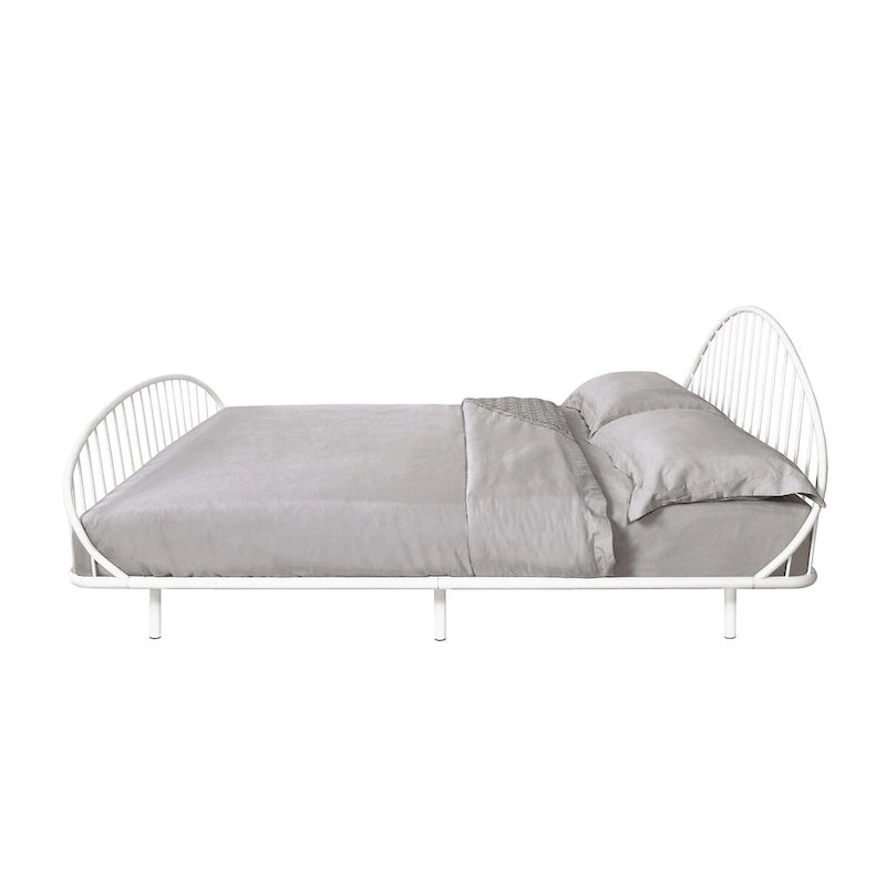 Furniture of America Duke Curved Metal Powder Coated Bed Frame, No Box Spring Needed