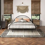 Furniture of America Duke Curved Metal Powder Coated Bed Frame, No Box Spring Needed
