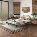 Furniture of America Duke Curved Metal Powder Coated Bed Frame, No Box Spring Needed