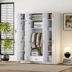 Wardrobe with Multiple Storage Space and Top Cabinet by Harper&Bright Designs