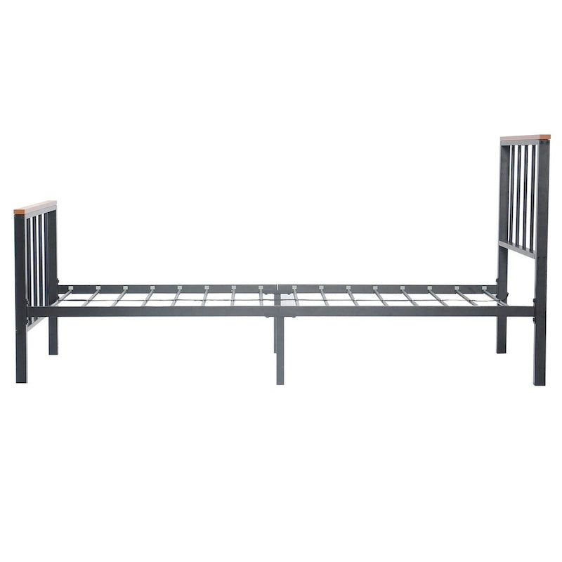 Mieres Industrial Metal Platform Bed Frame with Headboard & Footboard