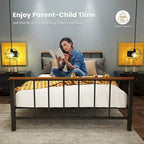 Mieres Industrial Metal Platform Bed Frame with Headboard & Footboard