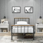 Mieres Industrial Metal Platform Bed Frame with Headboard & Footboard