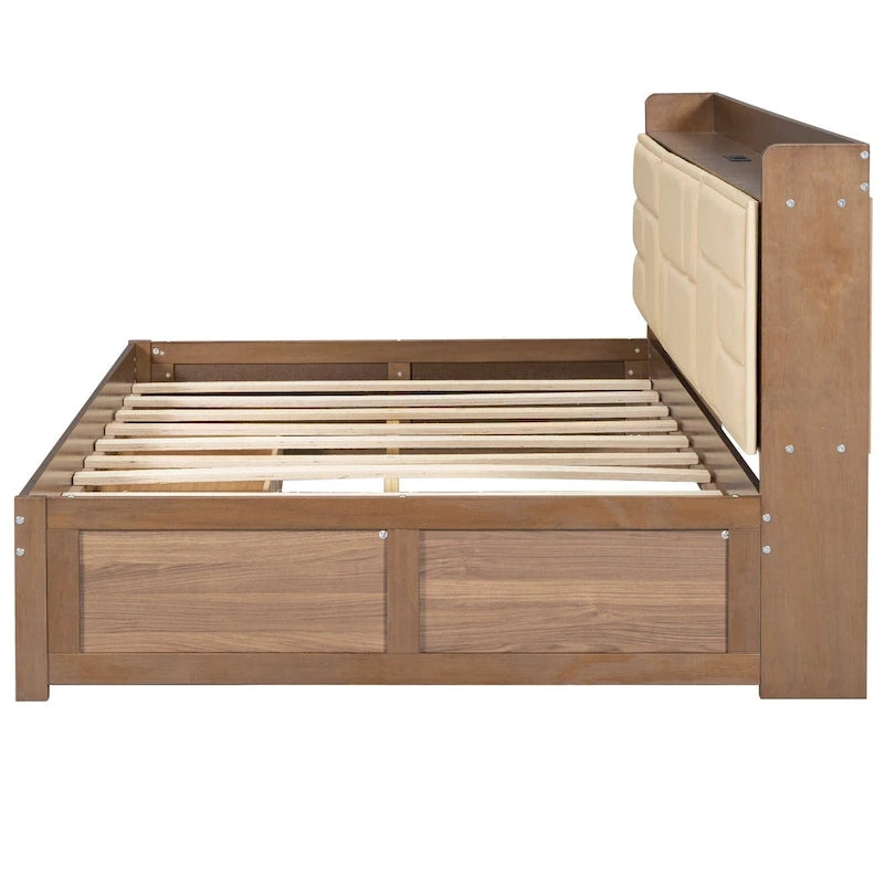 Full Size Wood Daybed with USB Ports and Drawers