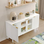 JASIWAY Buffet Table Kitchen Sideboard with Glass Doors