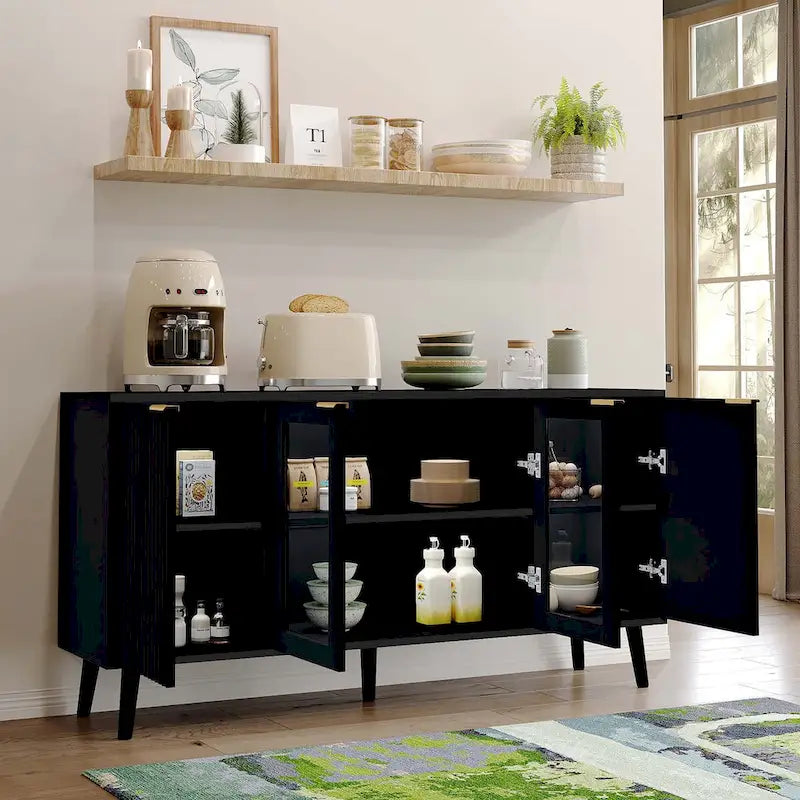 JASIWAY Buffet Table Kitchen Sideboard with Glass Doors