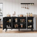 JASIWAY Buffet Table Kitchen Sideboard with Glass Doors