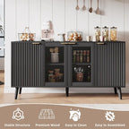 JASIWAY Buffet Table Kitchen Sideboard with Glass Doors