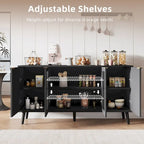 JASIWAY Buffet Table Kitchen Sideboard with Glass Doors