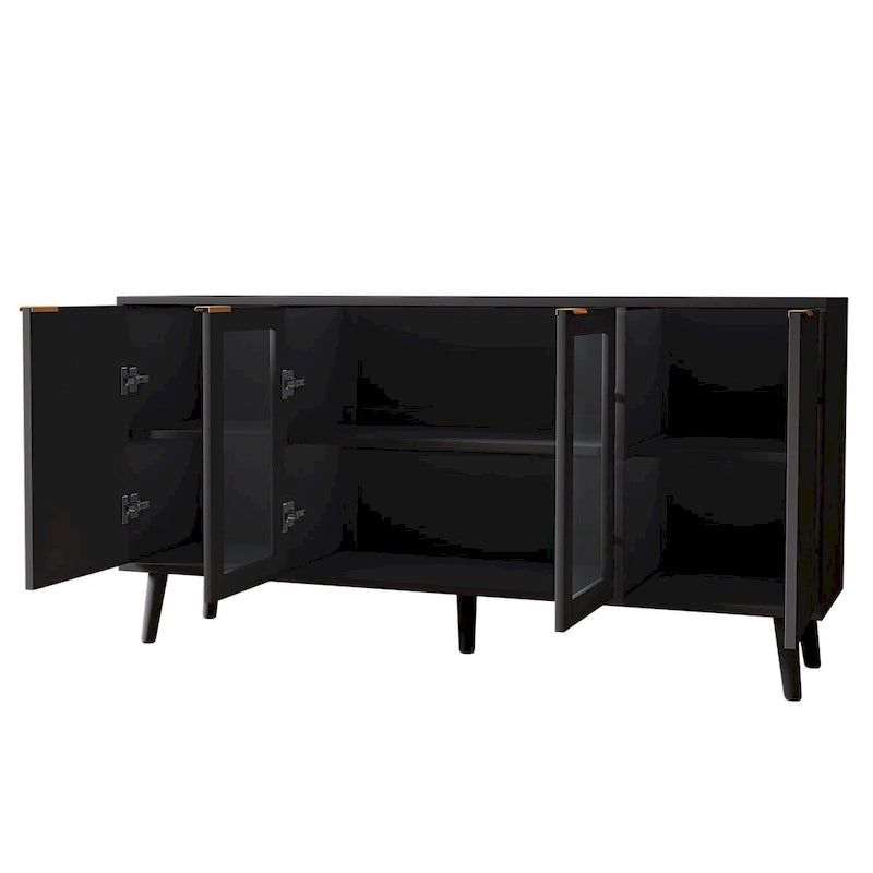 JASIWAY Buffet Table Kitchen Sideboard with Glass Doors