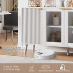 JASIWAY Buffet Table Kitchen Sideboard with Glass Doors