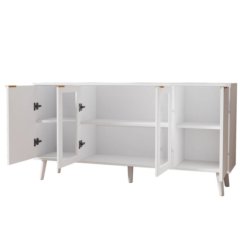 JASIWAY Buffet Table Kitchen Sideboard with Glass Doors