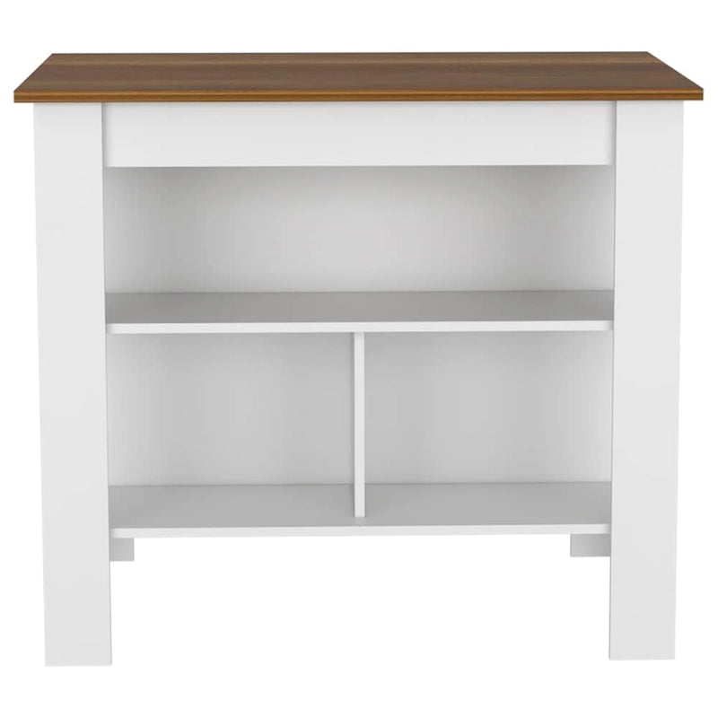 40.5 in. W Wood Kitchen Island Dining Table with 3 Shelves