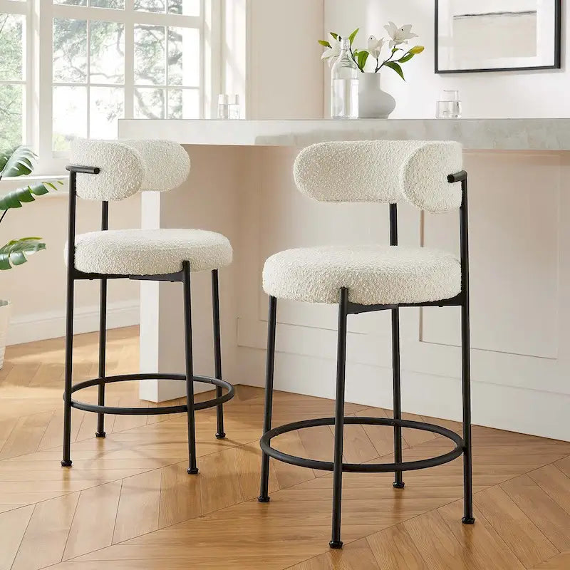 Loop-Pile Fabric Bar Stools – Set of 2