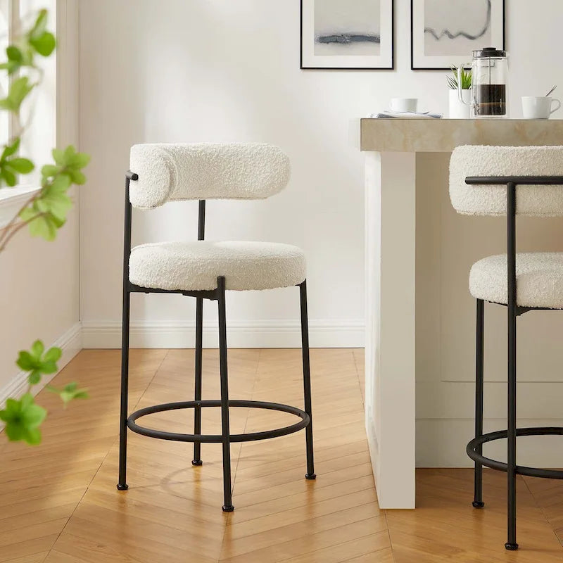 Loop-Pile Fabric Bar Stools – Set of 2