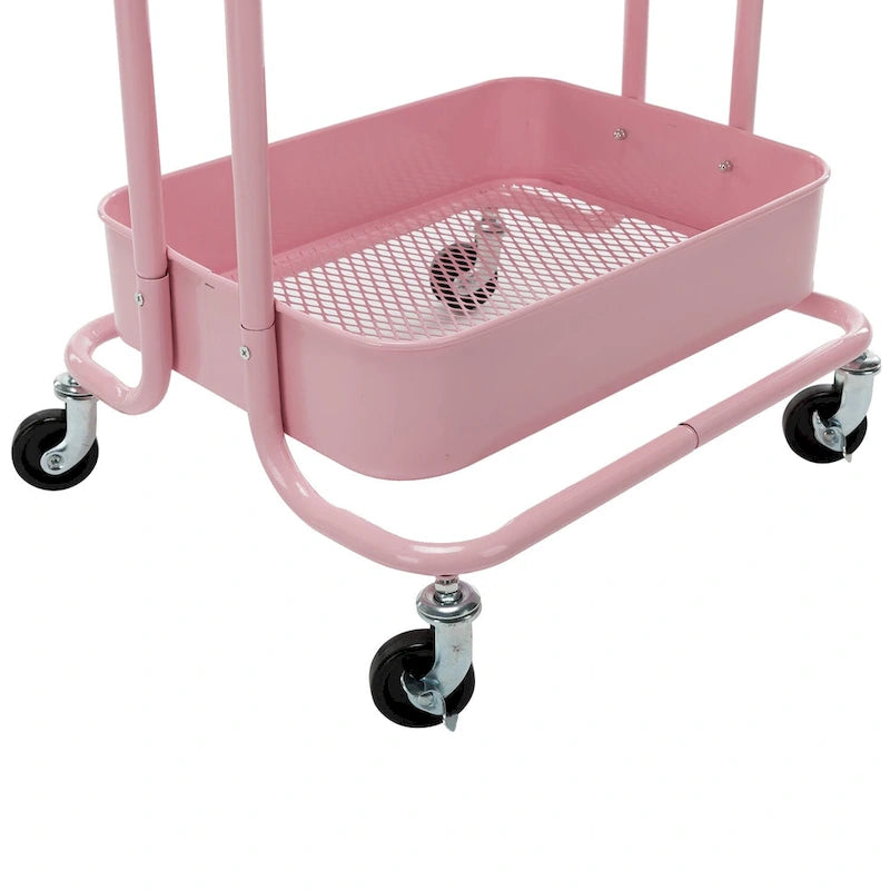 4-Tier Metal Utility Cart with Wheels Storage Shelves Organizer - 17.7x13.7x42.9