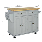 2024 NEW Modern Rolling Kitchen Island Cart with Spice Rack