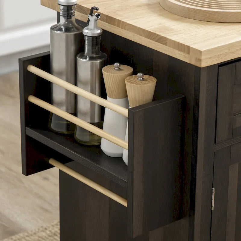 2024 NEW Modern Rolling Kitchen Island Cart with Spice Rack