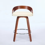 Bar Stools Set of 2,Swivel Bar Height Stools with Low Back,Wood Bar Chairs with Soft Cushion Seat,25-Inch Seat Height