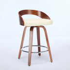 Bar Stools Set of 2,Swivel Bar Height Stools with Low Back,Wood Bar Chairs with Soft Cushion Seat,25-Inch Seat Height