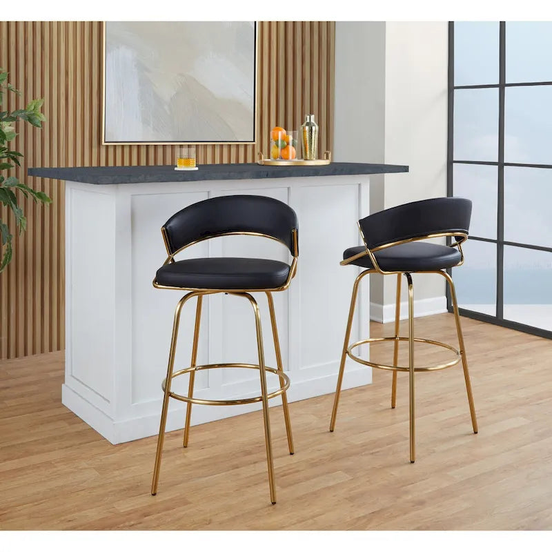 Silver Orchid Tatyana 30 Fixed-Height Bar Stool with Metal Legs (Set of 2)