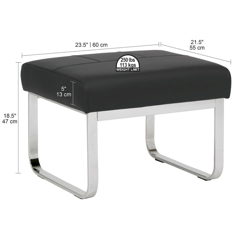 Studio Designs Home Allure Rectangular Metal Blended Leather Modern Ottoman